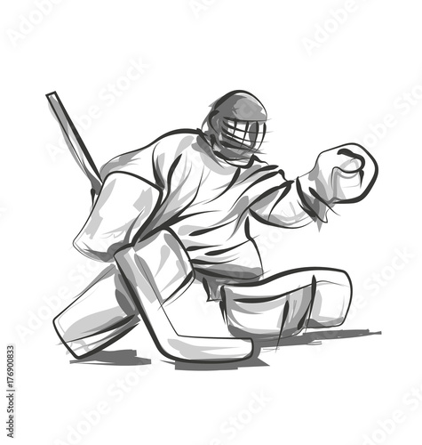 Vector line sketch hockey goalie