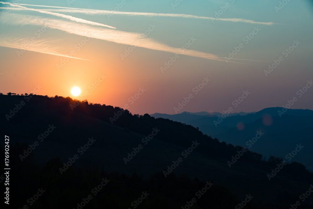 Fototapeta premium tramonto autunnale appennino