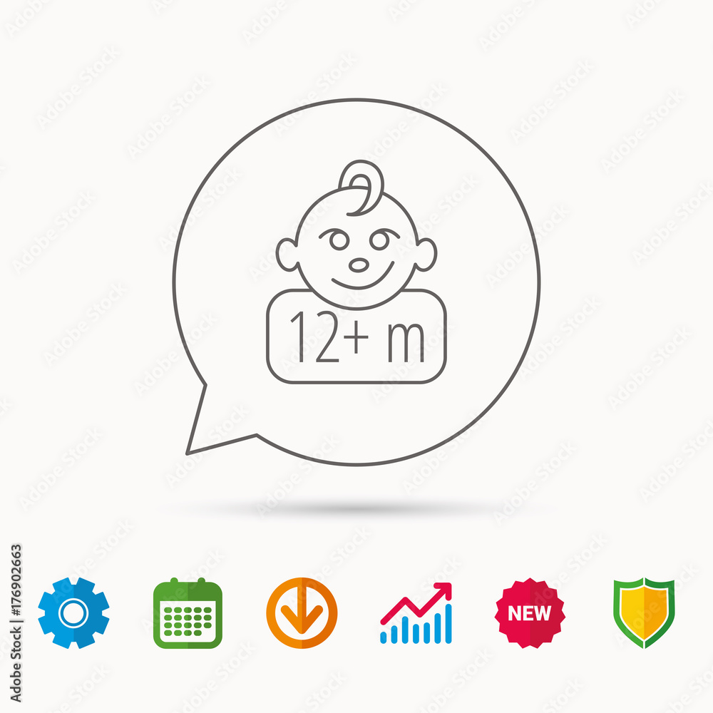 Fototapeta premium Baby face icon. Newborn child sign.
