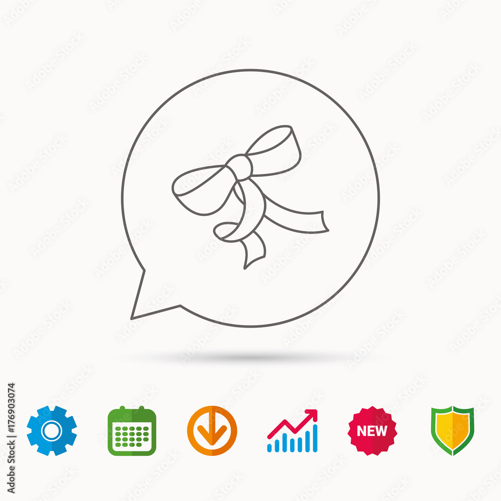 Gift bow icon. Present decoration sign. Gift bow icon. Present decoration sign.