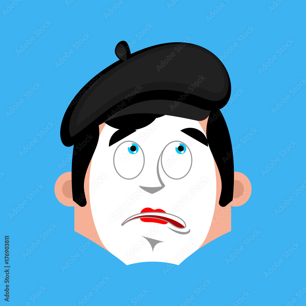 Mime bewildered emotion avatar. pantomime at a loss emoji. mimic icon. Vector illustration