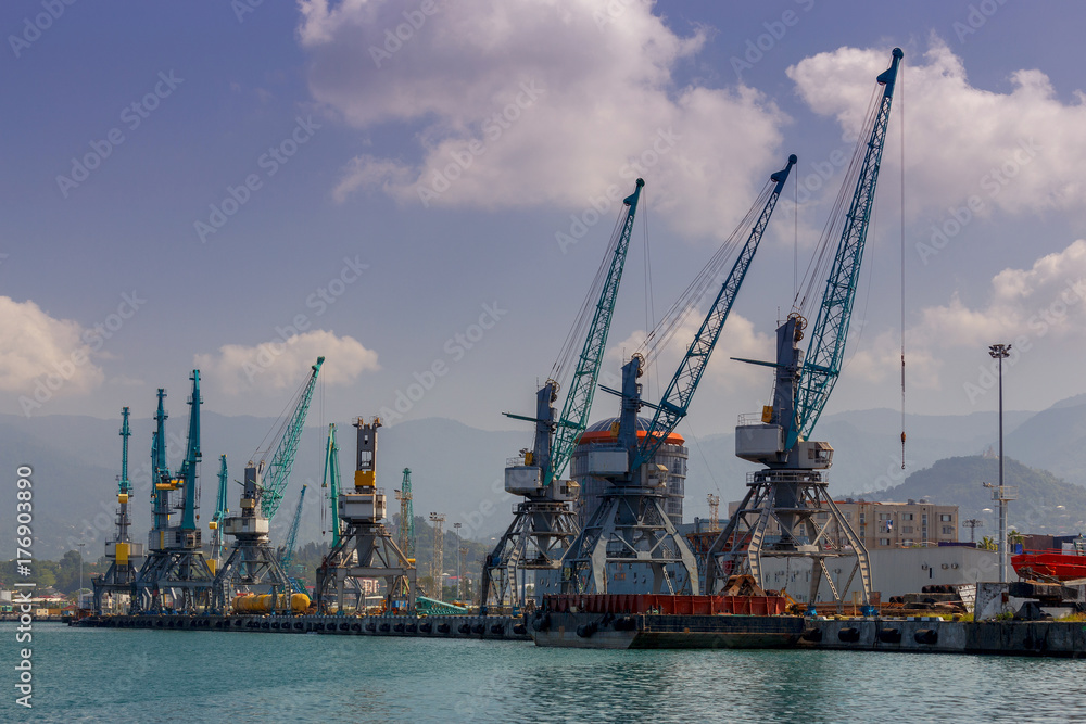 Batumi. Large port cranes.