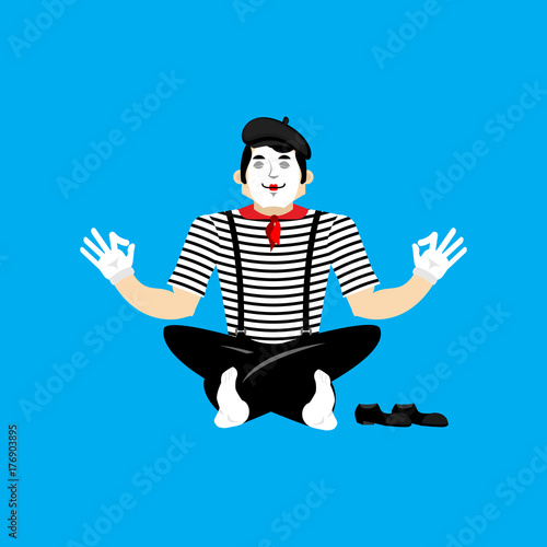 Mime yoga. yogi pantomime. Mimic relaxation and meditation. Vector illustration