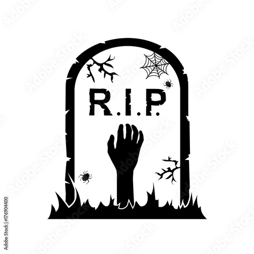 Gravestone with zombie hand icon