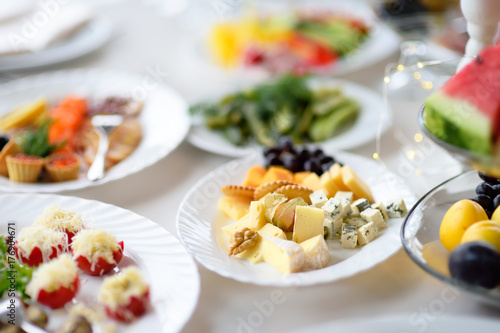Appetizer/snack plate with assortment of cheese