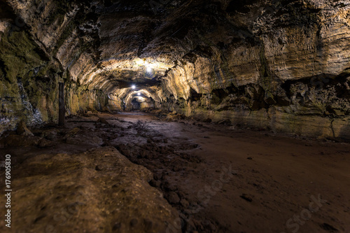 Galapagos Islands - July 22, 2017: Lava tunnels of Santa Cruz Island photo