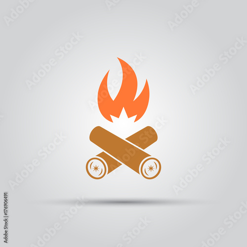 Burning firewood isolated vector colored icon