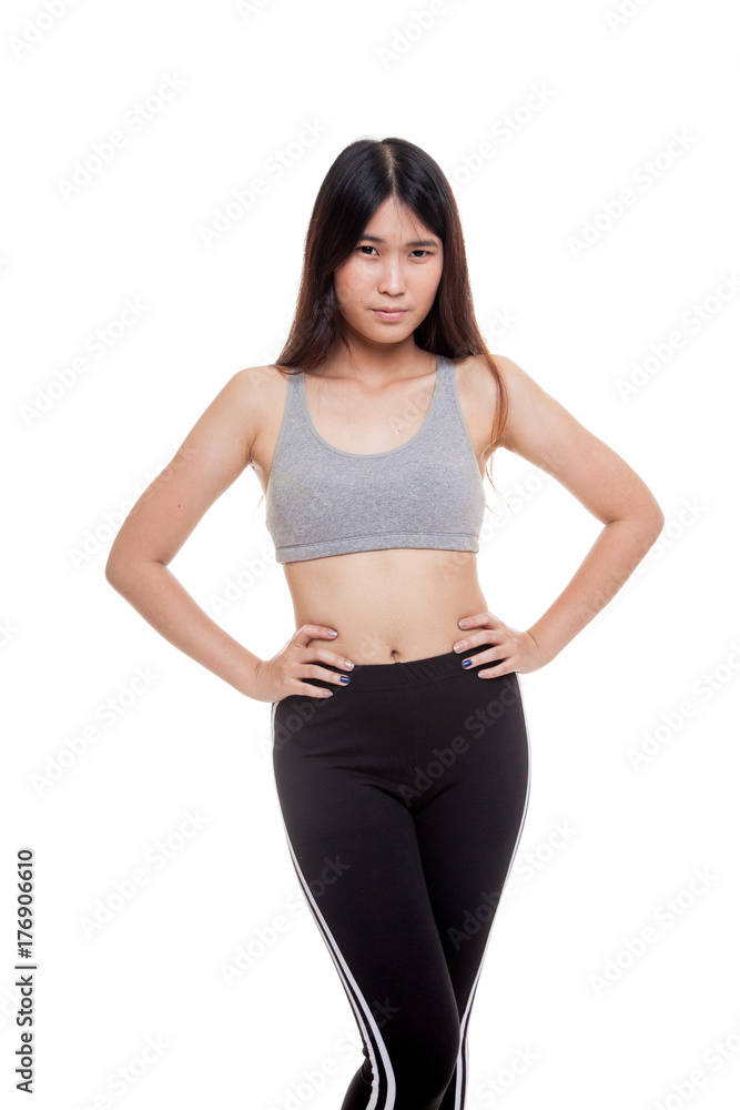 Asian strong healthy girl in sport dresses. Asian strong healthy girl in sport dresses.