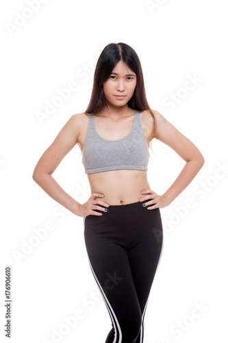 Asian strong healthy  girl  in sport dresses. © halfbottle