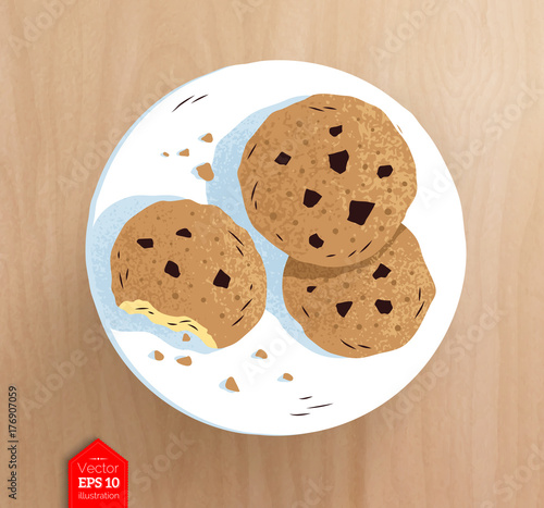 Top view illustration of cookies on plate