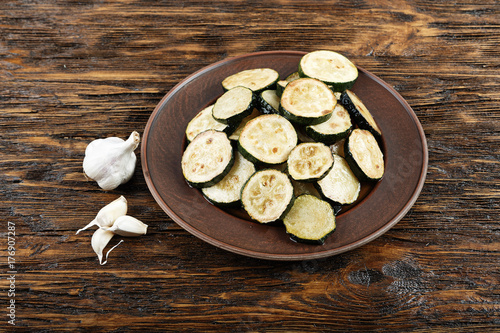 Fried slices of zucchini vegetarian meal