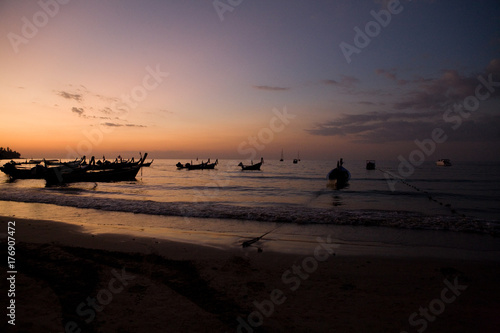 Beautiful sunset at tropical beach. Thailand