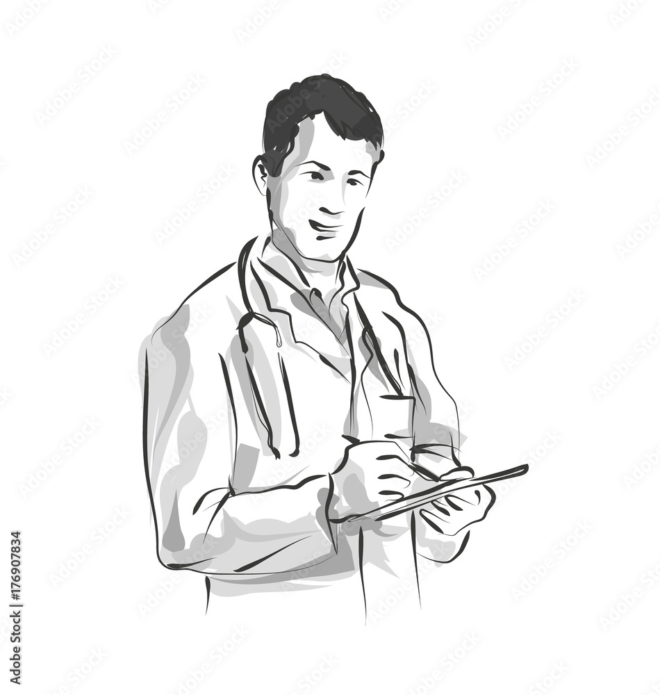 Vector line sketch Doctor