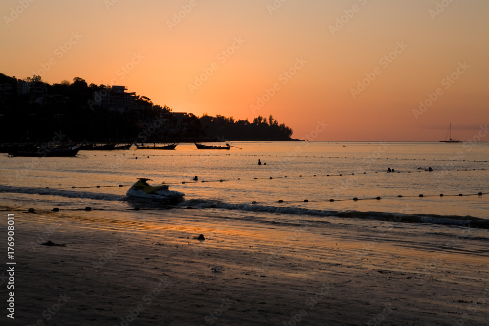 Beautiful sunset at tropical beach. Thailand Beautiful sunset at tropical beach. Thailand