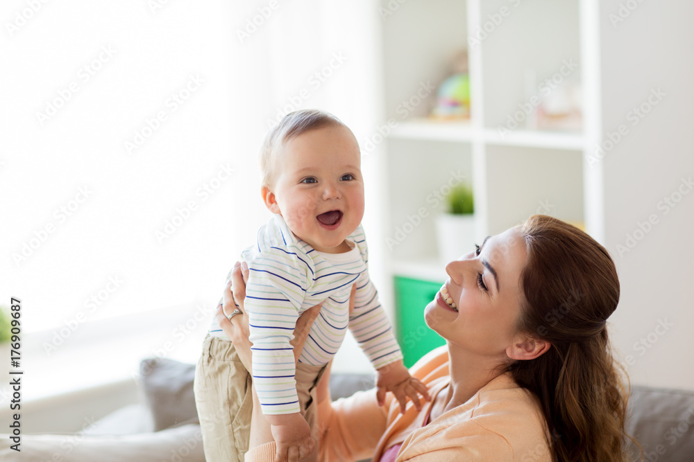 happy young mother with little baby at home happy young mother with little baby at home