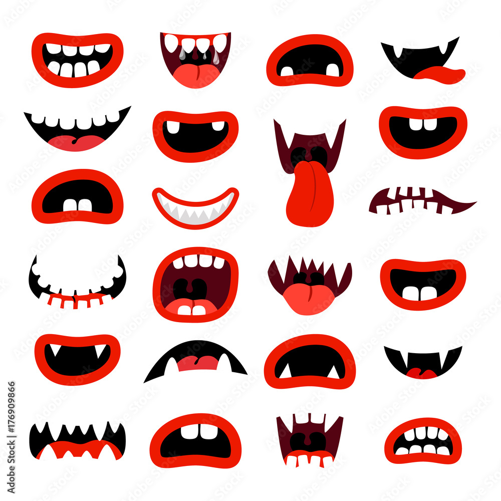 Cute monsters mouth set Cute monsters mouth set