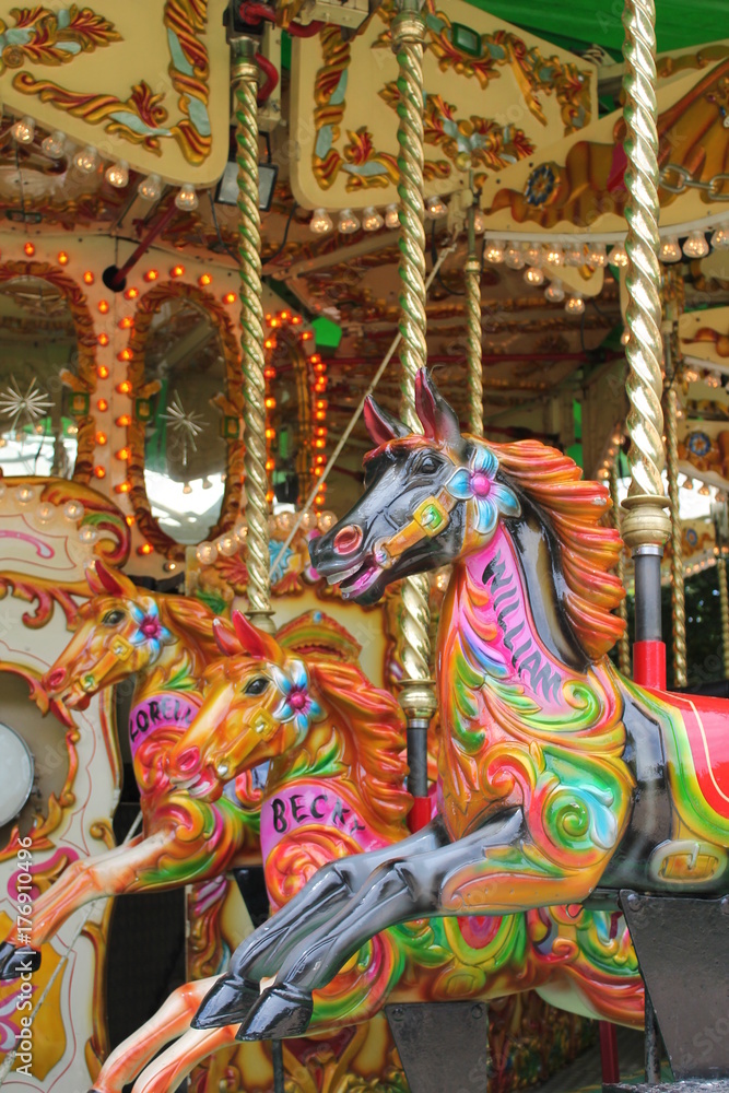 merry go round carousel merry-go-round horses painted fairground ...