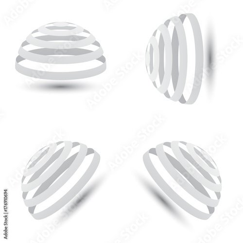 Abstract architecture design in 3d style gradient with shadow isolated on white background. Futuristic dome building plan.