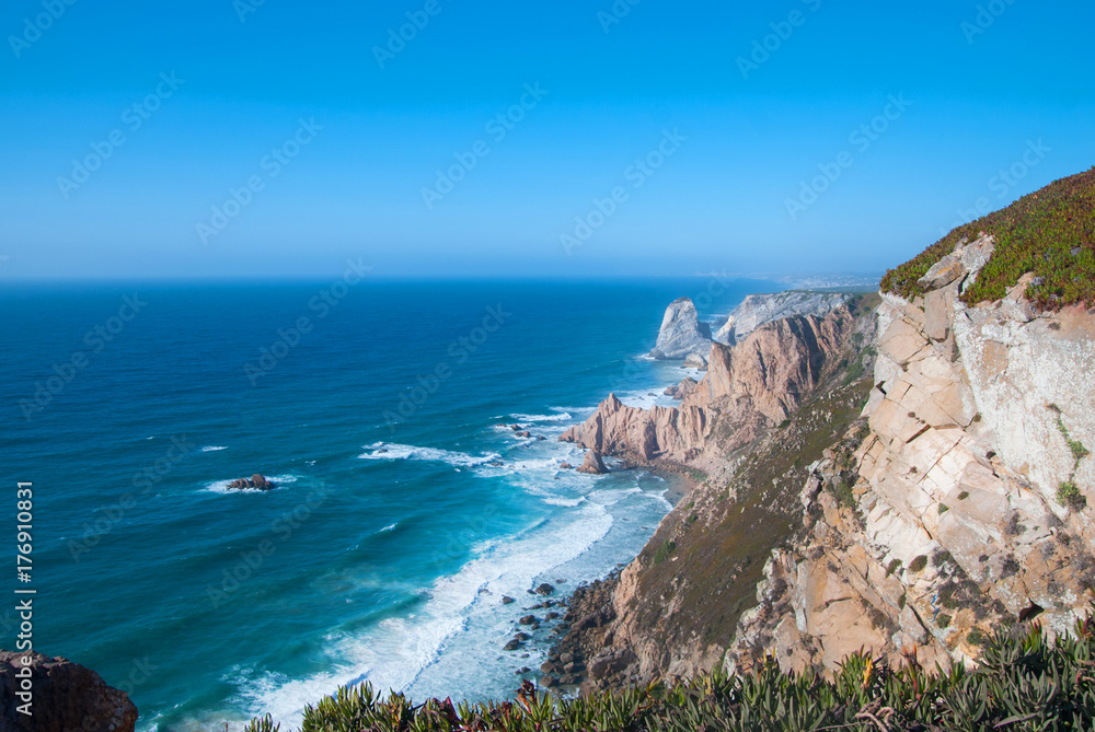 Ocean meets Cliffs of Cabo da Roca Cape Roca in Sintra - the ...