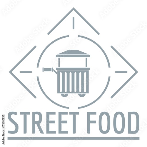 Street food logo, simple gray style
