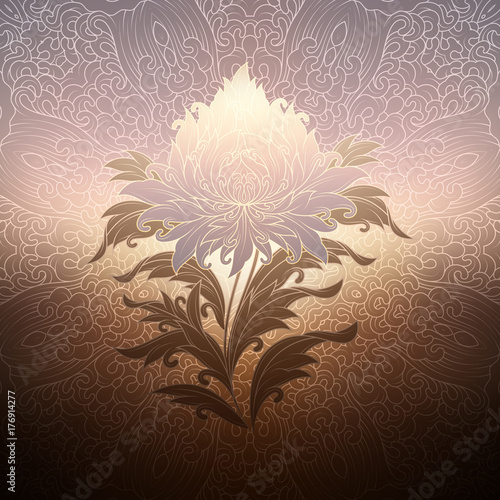 Vector illustration of wonderful flower on blurred background. 