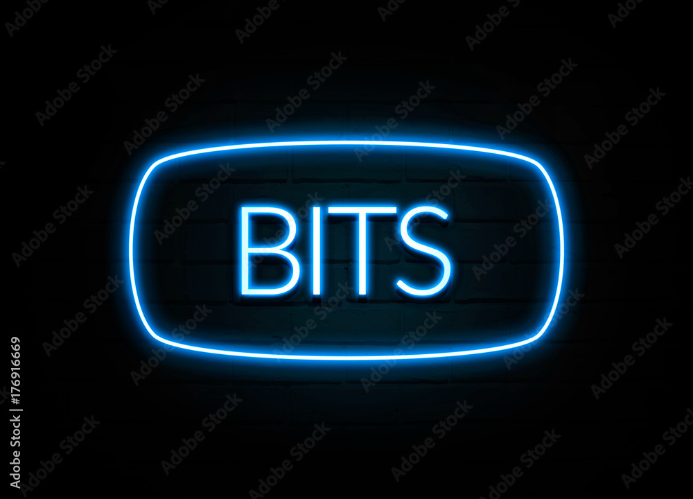 Bits - colorful Neon Sign on brickwall Bits - colorful Neon Sign on brickwall