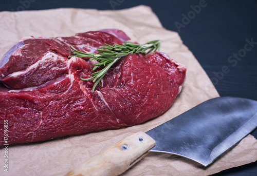 raw beef fillet on a brown sheet of paper