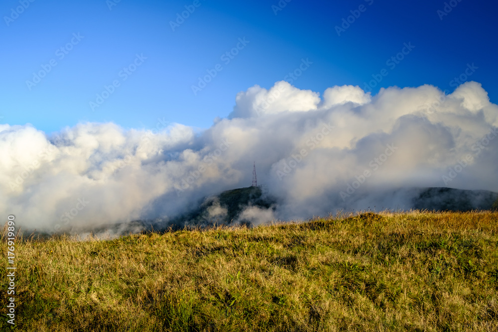 Mountain in Faial surrounded by clouds