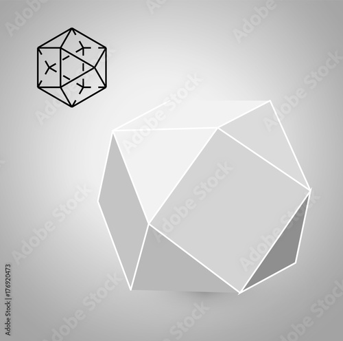 cuboctahedron is a geometric figure. Hipster Fashion minimalist design. Film solid bodies. cuboctahedron flat design vector illustration, fine art line. Vector illustration photo