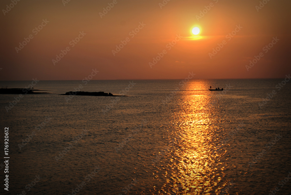 Sunset Fishing Silhouette