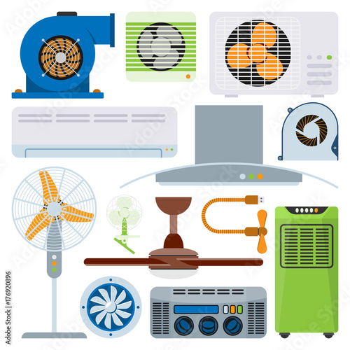 Ventilation system air condition ventilators equipment conditioning climate fan technology temperature coolers vector illustration
