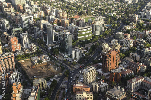 Modern apartment buildings and flats in downtown Santiago, Chile.