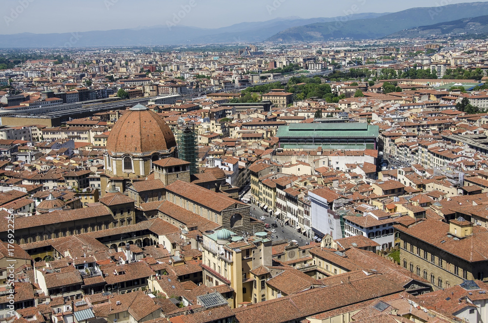 Italian red roofs in Florence, Tuscany, Italy.