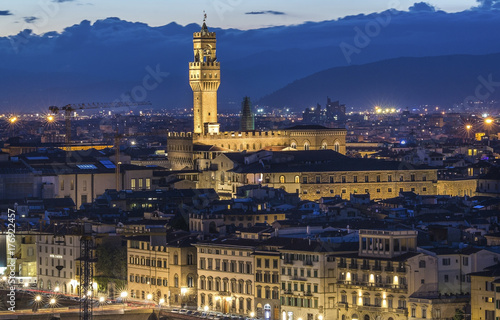 view of Basilica of Santa Maria Novella at night in Florence  Italy