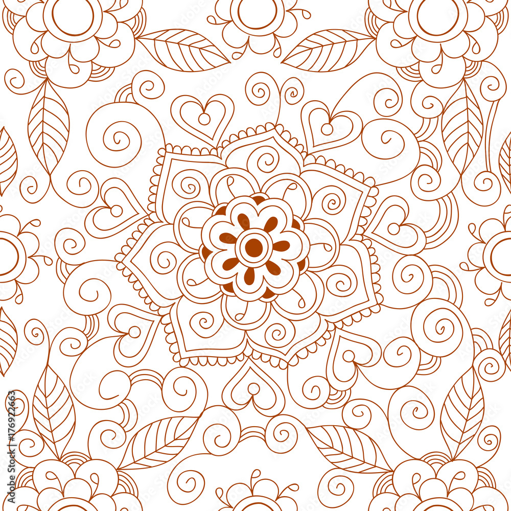 Floral mehendi pattern ornament vector illustration hand drawn henna pattern india tribal paisley background