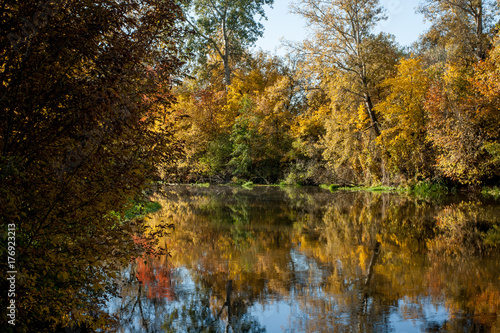 Autumn on river landscape