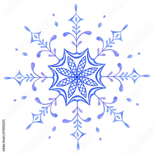 Hand painted Decorative Watercolor Snowflake