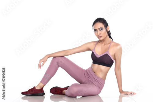 Fitness Girl in Sexy Cute Sport Bra black spandex