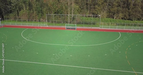 Aerial footage of professional / amateur field hockey club in Netherlands, Europe photo