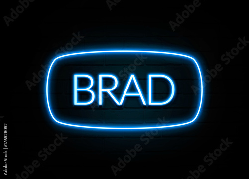 Fototapet Brad  - colorful Neon Sign on brickwall