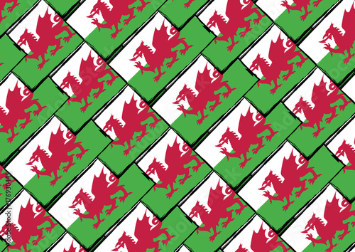 Grunge WALES flag or banner