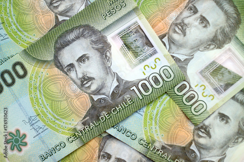 Chilean peso cash banknote background