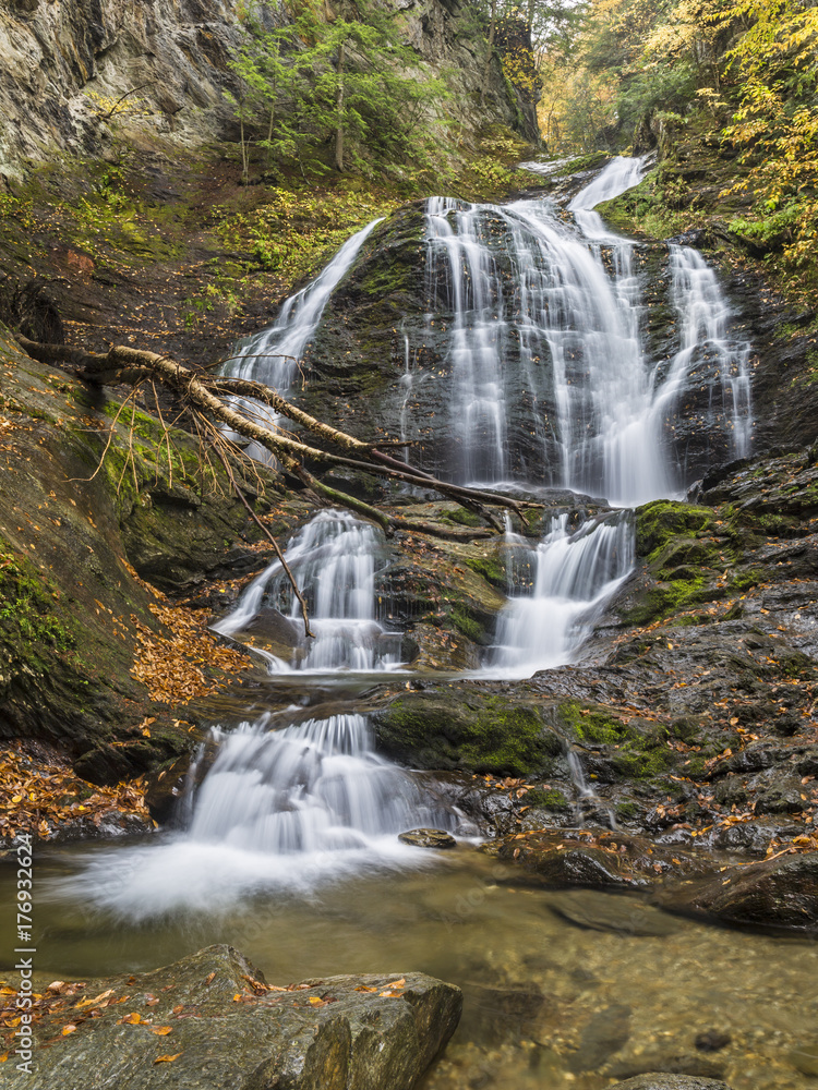 Obraz premium Stowe Moss Glen Falls from Below