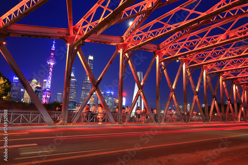 The garden bridge of Shanghai in China, the landmark. colorful