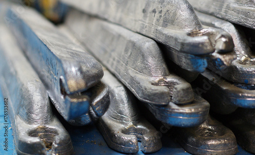 Canvas Print Linotype lead pigs at news office for melting down