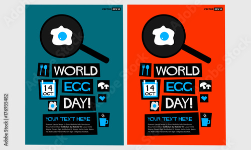 World Egg Day - 14 October (Art in Flat Style Vector Illustration Quote Poster Design)