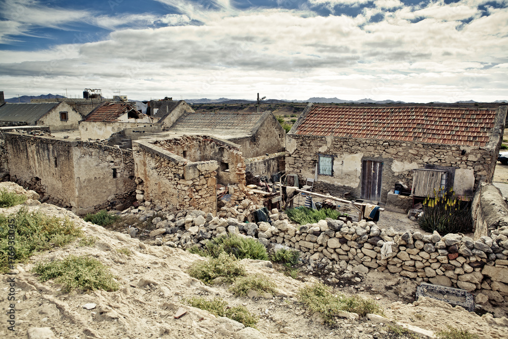 View of old buildings and villages on Cape Verde
