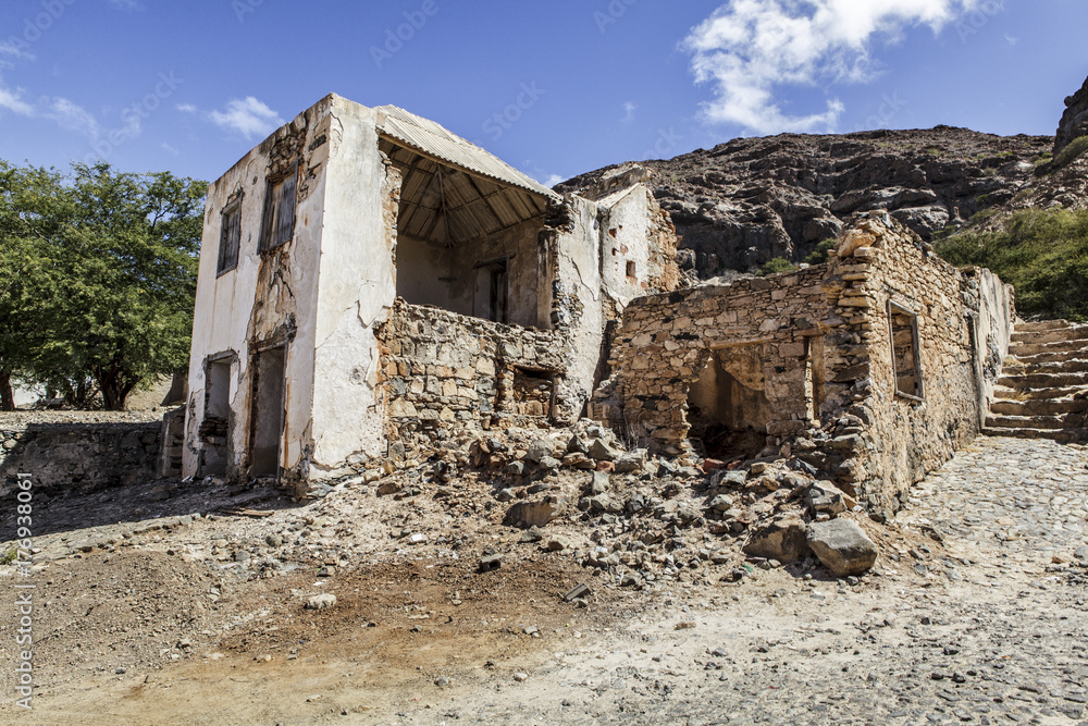 View of old buildings and villages on Cape Verde