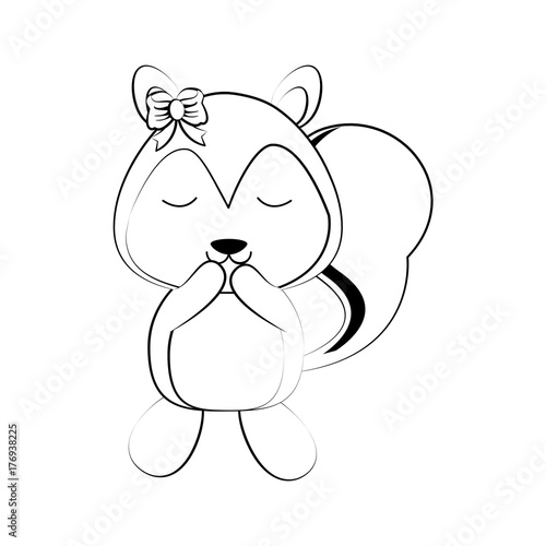 squirrel waving hello or bye cute animal cartoon icon image vector illustration design