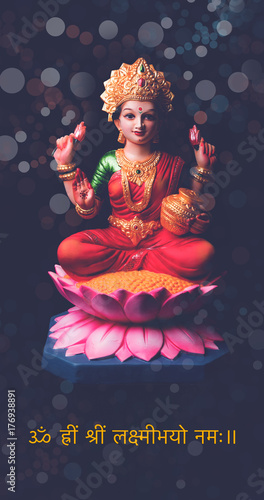 Idol worshipping of Hindu Goddess Lakshmi - Lakshmi Puja is a Hindu religious festival that falls on Amavasya (new moon day) which is  the third day of Tihar or Deepawali